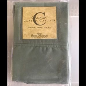 Cannon Classic Casuals Sage Queen Pillowcases 1 pair NEW in Package